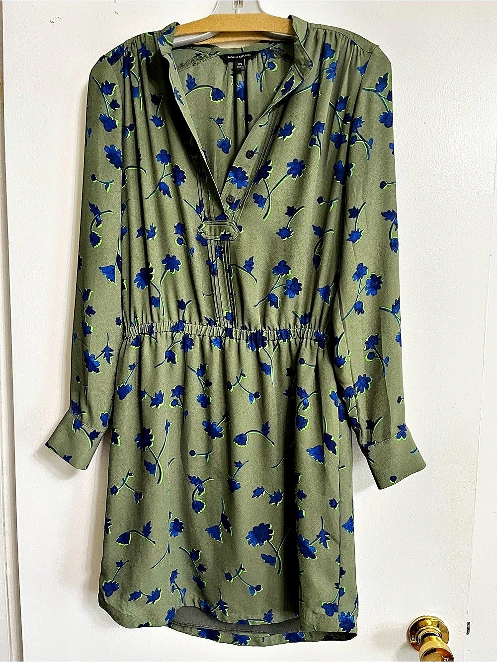 Banana Republic Floral Mini Dress in Green & Blue Size XS